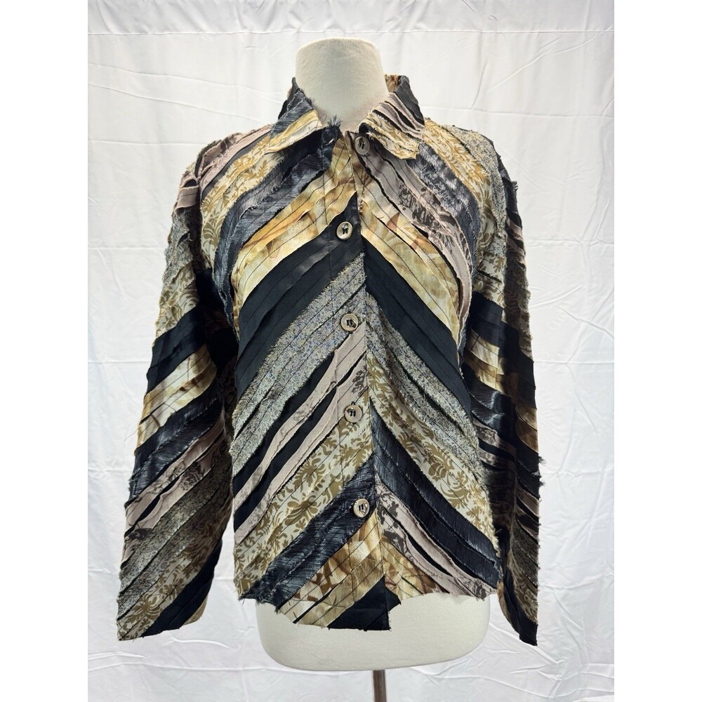 Keren Hart Jacket Shirt S Ribbon Bohemian Artsy Festival Quilted Boho Western
